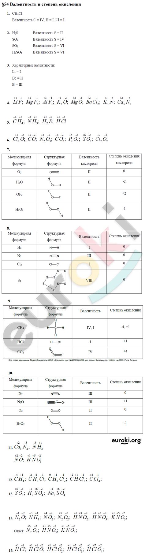 ГДЗ Номер параграф 54. Валентность и степень окисления Химия 8 класс ...