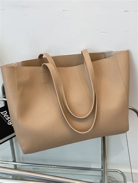 Minimalist Large Capacity Shoulder Tote Bag in Khaki