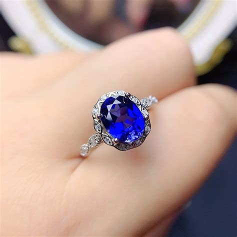 Женское кольцо из серебра 925 пробы с сапфиром | AliExpress