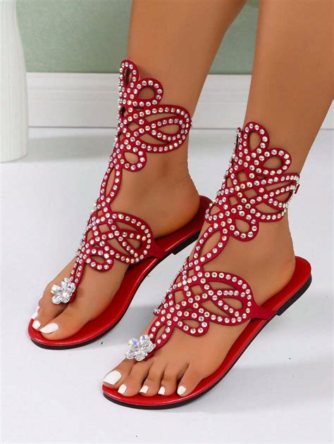 Sandalias de playa con diamantes de imitación transfronterizas en línea