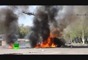 shells explode  ukraine armys apc set  fire  mariupol