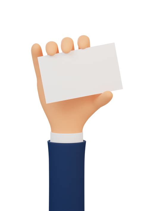 3d cartoon hand holding a blank card. Hand with white card template. 3d ...