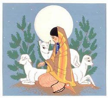 Sheep Images: Navajo Girl with 3 Sheep