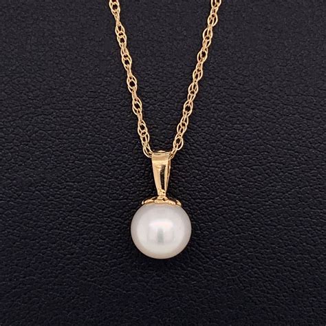 6-6.5mm Freshwater Pearl Pendant, 14k yellow gold | Geralds Jewelry ...