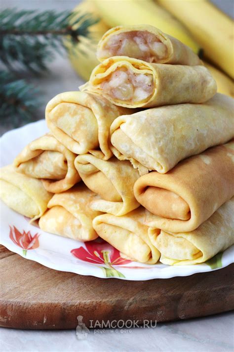 Блины с начинкой из бананов и яблок — рецепт с фото | Еда, Идеи для ...