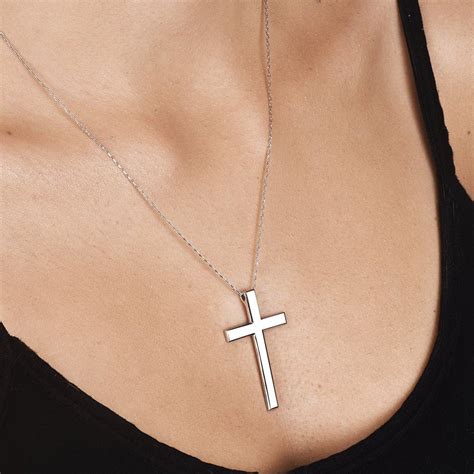 Sterling Silver Cross Necklace for Women Large Cross Pendant - Etsy