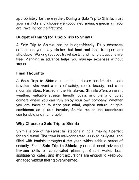 solo trip  shimla  complete travel guide   time