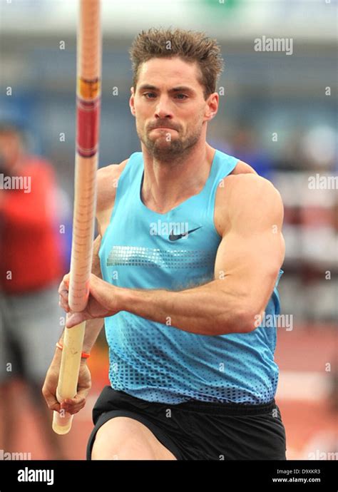 ostrava czech republic june   german pole vaulter bjorn otto