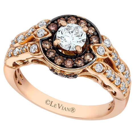 LeVian 14K Rose Gold Ceylon Sapphire Round Brown Diamond Pretty Bridal