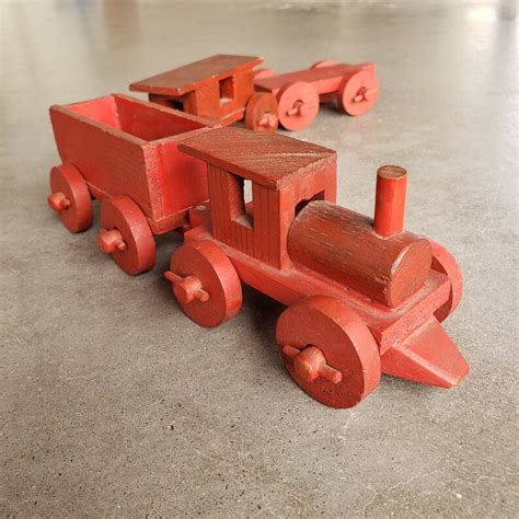 Vintage Handmade Red Wooden Train Vintage Toys Small - Etsy