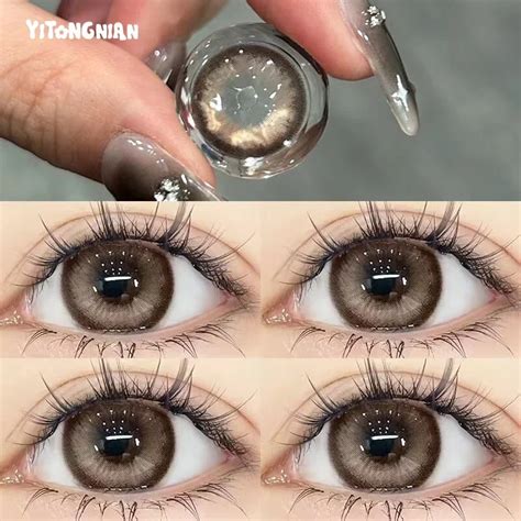 Цветные контактные линзы YI TONG NIAN с коричневыми большими глазами ...