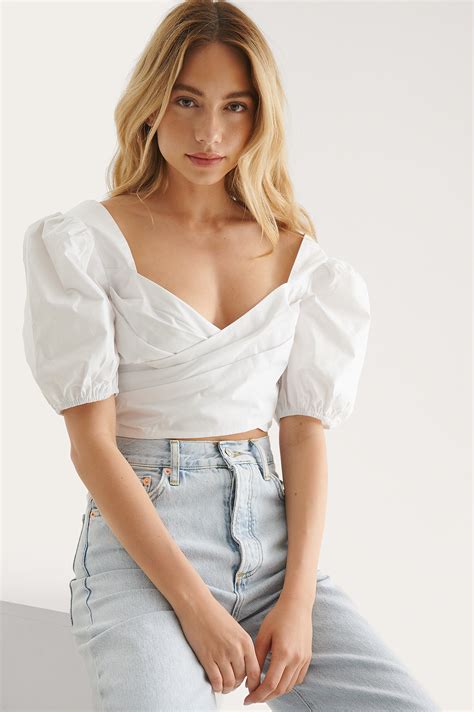 Lace Detail Cotton Top White | na-kd.com