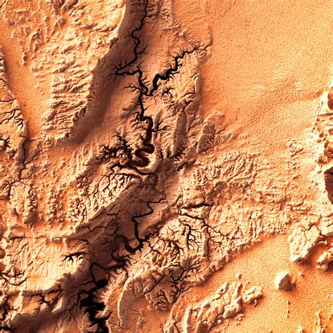 Namib Desert, Namibia Elevation Map red 2D Poster Shaded Relief Map
