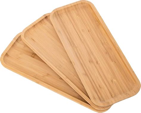 smryego  pack rustic brown bamboo rectangular serving trays