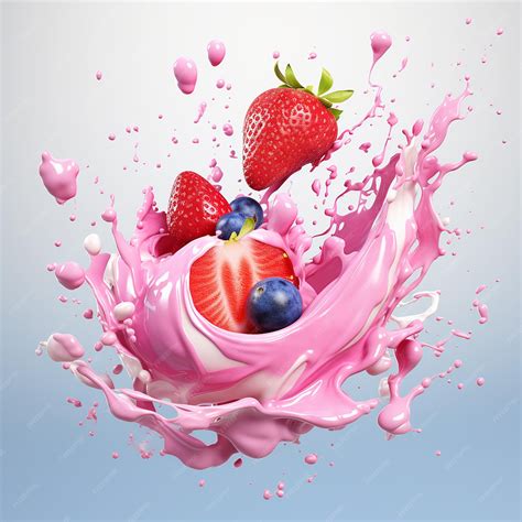 Premium AI Image | Fruit Yogurt Splash Milk Blow Flavors Illustration