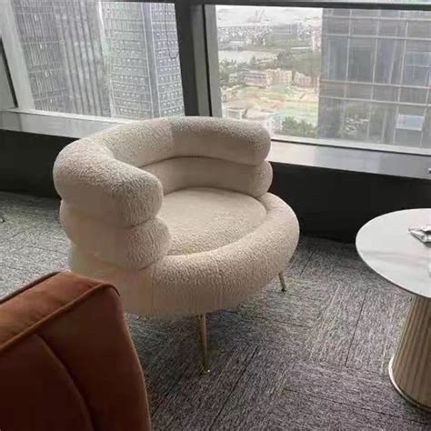Leisure Sleeping Chaise Lounge Chair Faux Lambswool Armchair Barrel ...