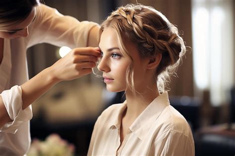 premium photo hairdresser stylist  hair styling  woman  salon