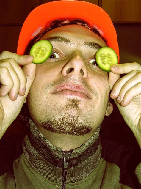 Man with cucumber slices over eyes Free Stock Photo | FreeImages