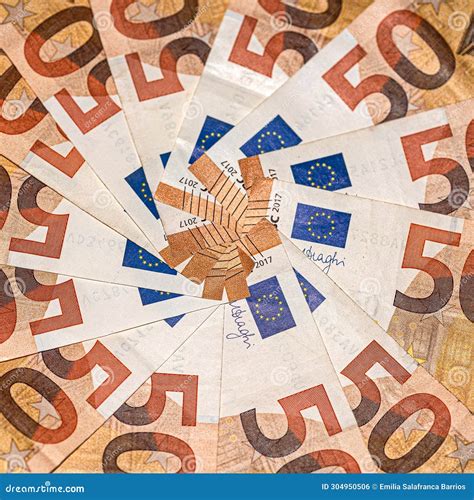 Euros - Money - Euro Cash Background - 50 Euro Bills - Circle