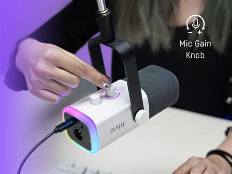 FIFINE XLR/USB Динамический микрофон с разъемом для наушников/RGB/Mute ...