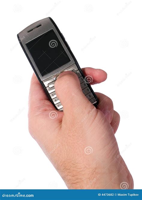 Arm Typing on the Smartphone Isolated on White Stock Photo - Image of