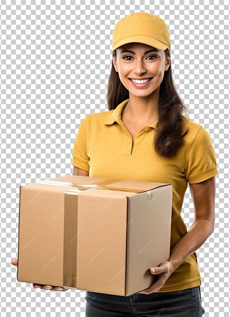 Premium PSD | UPS Delivery Woman Isolated on Transparent Background