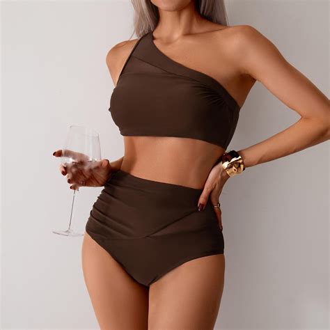 UTSJKR Women's Bikini Sets One Shoulder Two Piece Swimsuit High Waisted