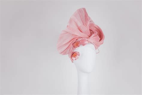 Holly - pink silk abaca with handmade pink metallic fabric flowers