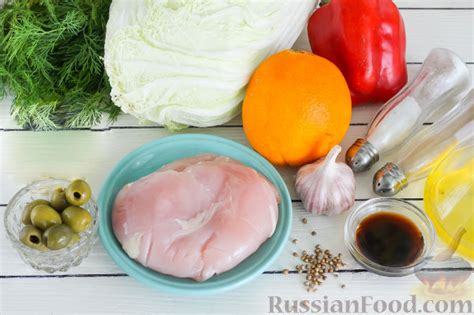 Рецепт: Салат с курицей и апельсинами на RussianFood.com