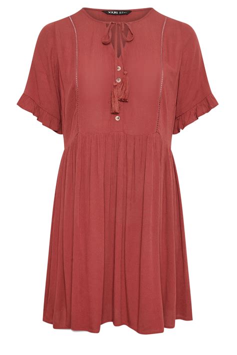 YOURS Plus Size Red Crinkle Gypsy Dress | Yours Clothing