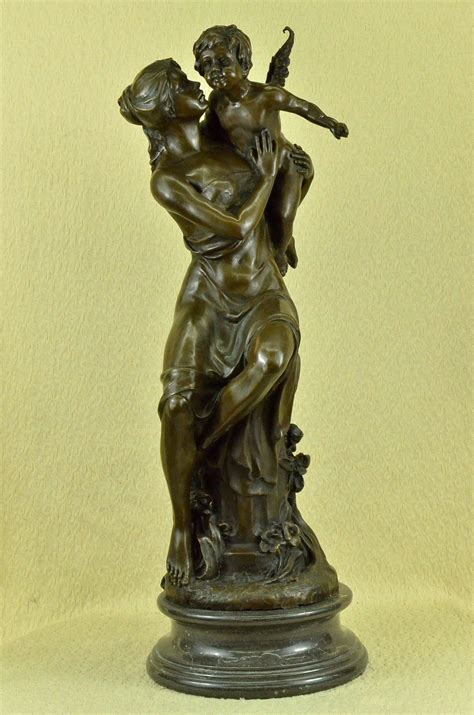 Bid Now: 32'' Tall Original Milo Nude Woman Holding a Baby Angel Bronze
