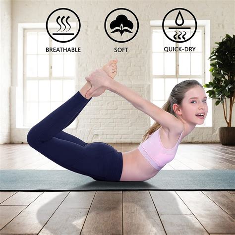 JIM LEAGUE Girls Athletic Dance Leggings - Navy Medium | Kids Yoga