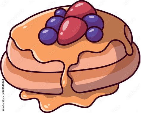 Pancake topped with berries cartoon isolated on a white background ...