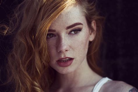 Hattie Watson, open mouth, readhead, redhead, long hair, solo, portrait
