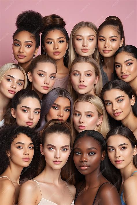 Premium Photo | Diversity beauty and portrait of a group of women in
