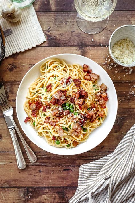 bacon carbonara pasta  ingredients dinner  dessert