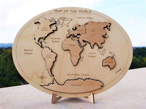 Wooden Map of the World Puzzle. Wooden World Map Puzzle. Montessori ...