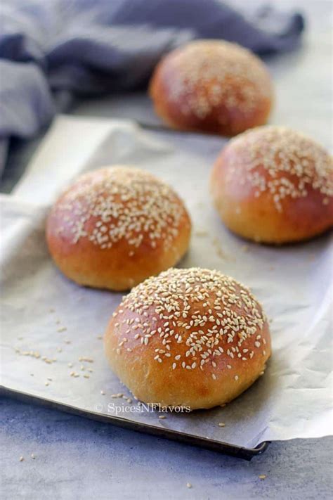 Easy 100% Whole Wheat Burger Buns - Spices N Flavors