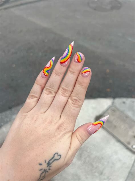 lesbian pride nails goth nails acrylic nails nail manicure
