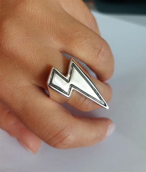 lightning bolt ring silver thunder ring flash silver ring mens ring