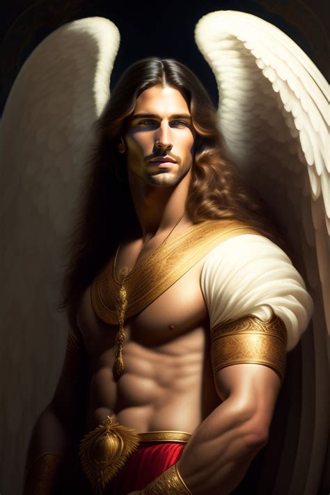 Lexica - Portrait of a handsome male guardian angel, majestic, long