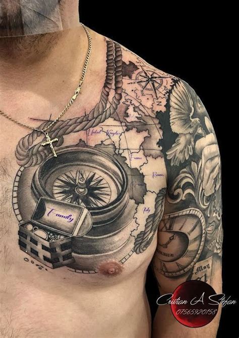 compass tattoo trendy ideas chest tattoo men map tattoos tattoo