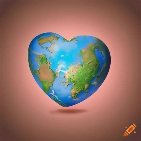 Heart shaped earth with an environmental care message in earthy tones ...
