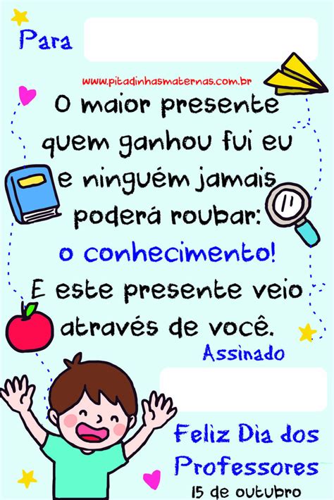 Carta Para O Dia Dos Professores - 2 modelos de cartinhas para o Dia dos Professores | Professor ...