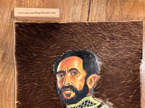 King Haile Selassie African Traditional Wall Art Painting on Leather