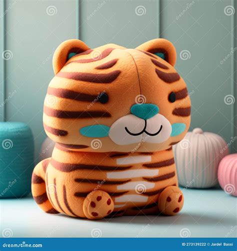 Ferociously Adorable: a Tiger Squishy Plush Toy To Cuddle Up with Stock