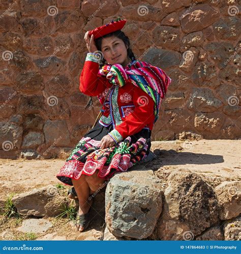 Indigenous Quechu Woman with Traditional Clothing, Peru Editorial Stock