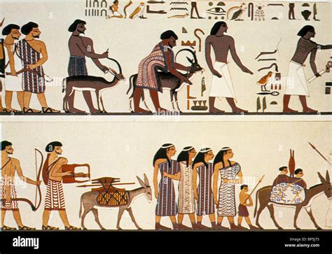 BENI HASAN (EGYPT) WALL PAINTING DEPICTING A GROUP OF SEMITIC PEOPLE ... 