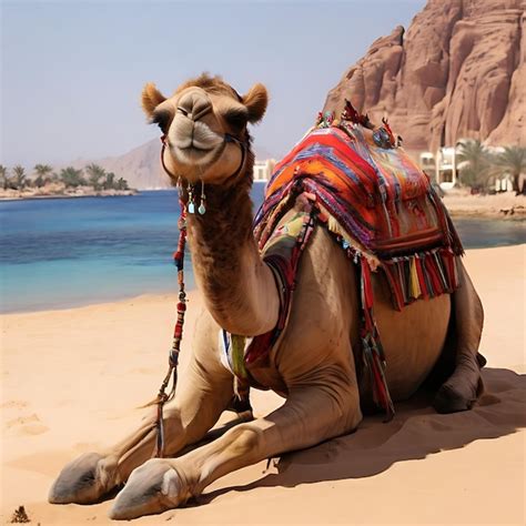 Premium Photo | A camel on the sea coast of Sharm El Sheikh generated by AI