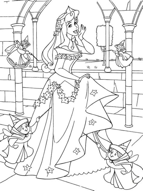 Раскраски «Принцессы Дисней» - «Аврора с феями» | Disney coloring pages ...